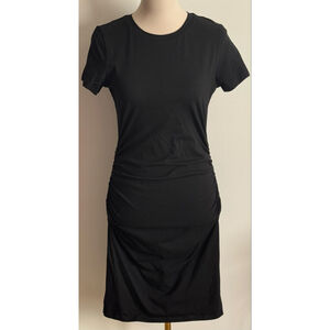 Women's LAUGHIDO Black Ruched Mini Dress M